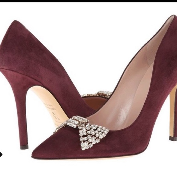 SOLD❗️Kate Spade suede Burgundy Pumps Heels 8.5 - Picture 4 of 9